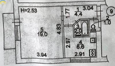 34 кв. м., Днепровский, 