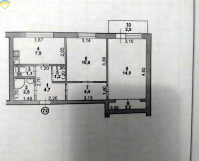 2-комн., 52 кв. м., Днепровский, 