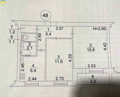 2-комн., 46.4 кв. м., Соломенский, 