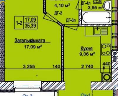 1-комн., 37.7 кв. м., 