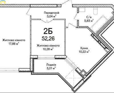 2-комн., 52.3 кв. м., 