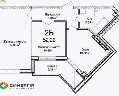 2-комн., 53 кв. м., 