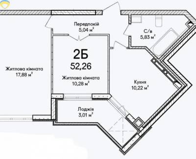 2-комн., 52 кв. м., 