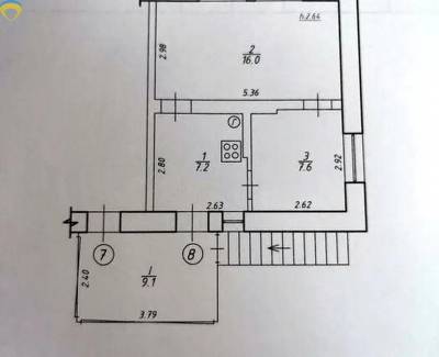 1-комн., 30.8 кв. м., Заречный, 