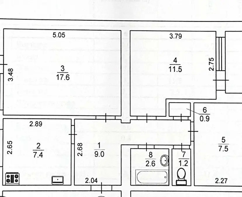 3-комн., 60.2 кв. м., Військове містечко, Деснянський, 