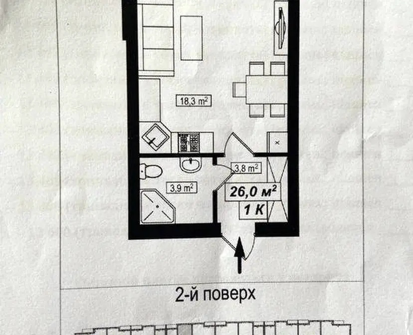 1-комн., 26 кв. м., Подольский, 