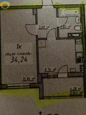 1-комн., 34.6 кв. м., Европейская, Авангард, Одеський (Овидиопольский), 